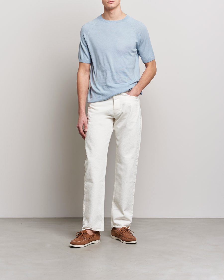 Herre | T-Shirts | Peregrine | Knitted Wool T-Shirt Ocean