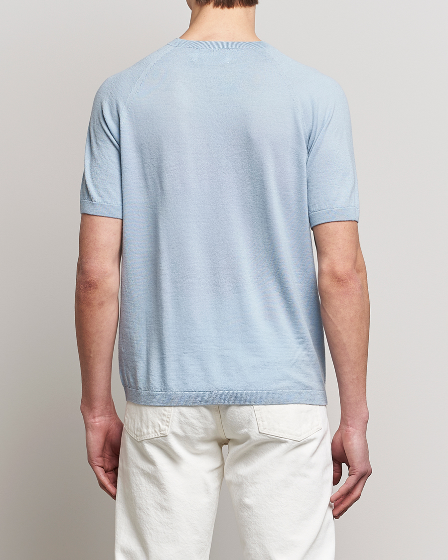 Herre | T-Shirts | Peregrine | Knitted Wool T-Shirt Ocean