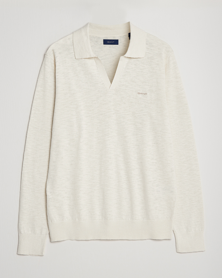 Herre | Gensere | GANT | Cotton/Linen Knitted Polo Putty
