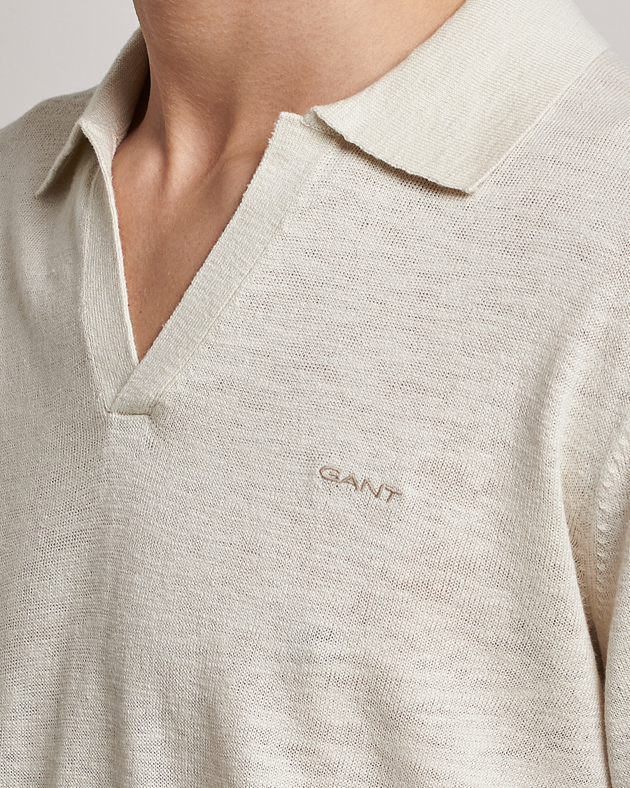 Herre | Gensere | GANT | Cotton/Linen Knitted Polo Putty
