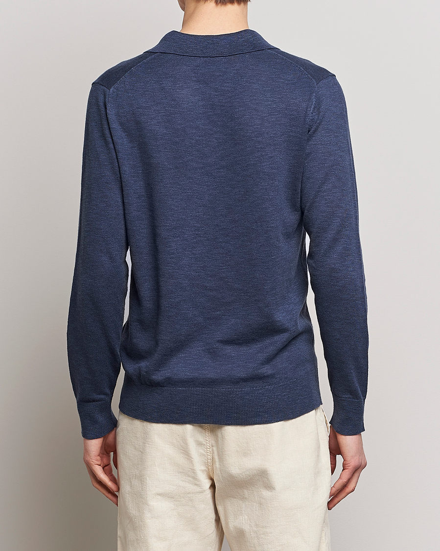 Herre | Gensere | GANT | Cotton/Linen Knitted Polo Deep Ocean