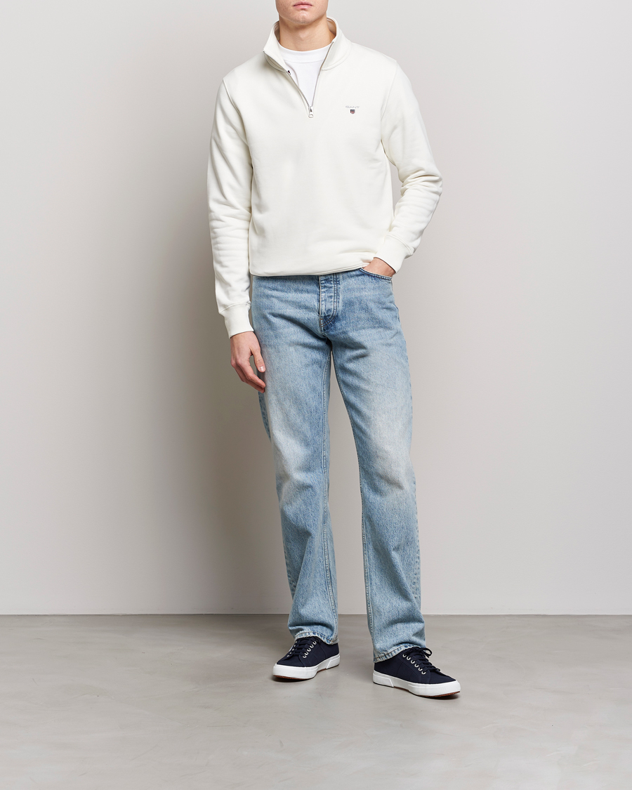 Herre | Gensere | GANT | Original Shield Logo Half-Zip Eggshell