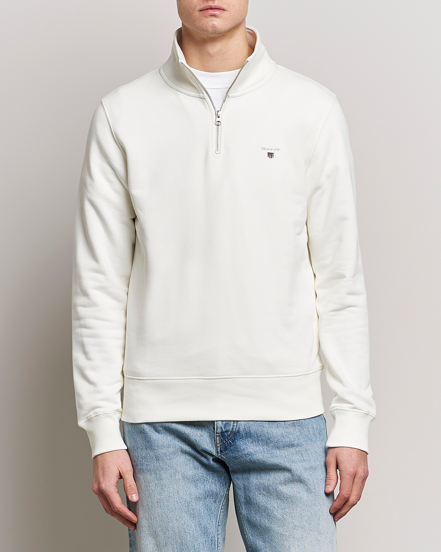 Herre | Gensere | GANT | Original Shield Logo Half-Zip Eggshell