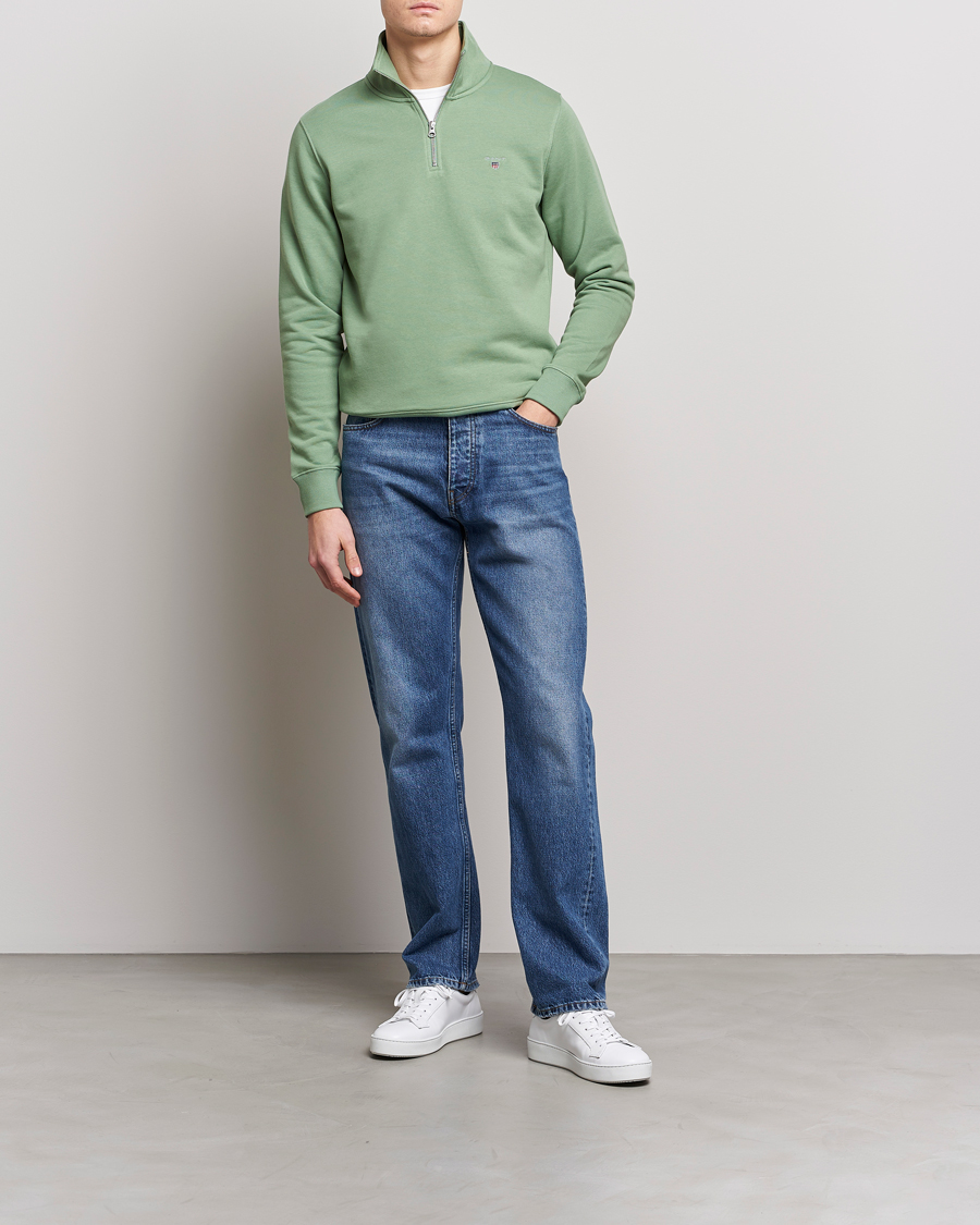 Herre | Gensere | GANT | Original Shield Logo Half-Zip Kalamata Green