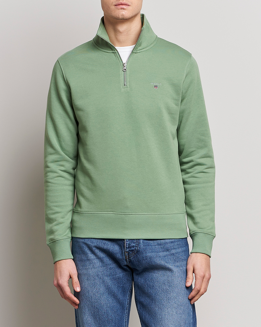 Herre | Gensere | GANT | Original Shield Logo Half-Zip Kalamata Green