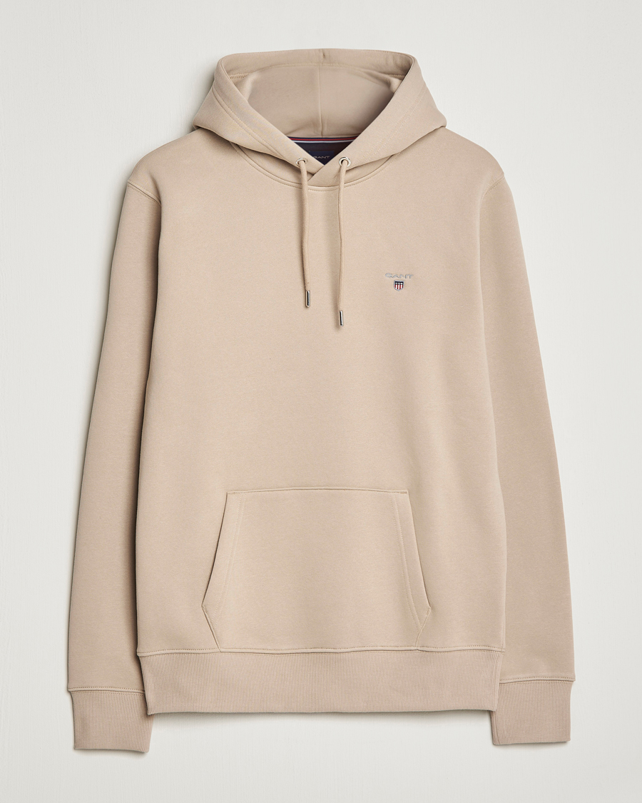 Herre | Gensere | GANT | Original Shield Logo Hoodie Concrete Beige