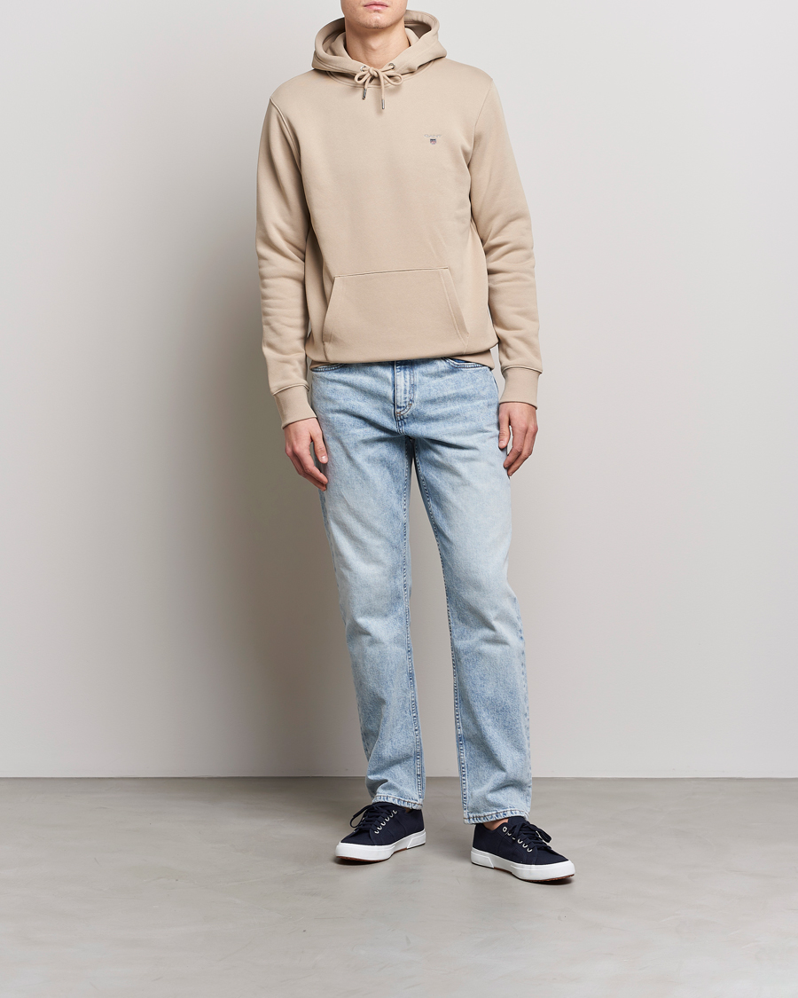 Herre | Gensere | GANT | Original Shield Logo Hoodie Concrete Beige