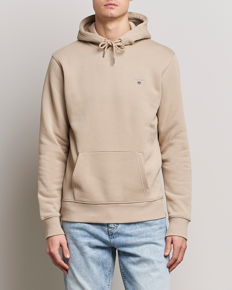 Herre | Gensere | GANT | Original Shield Logo Hoodie Concrete Beige