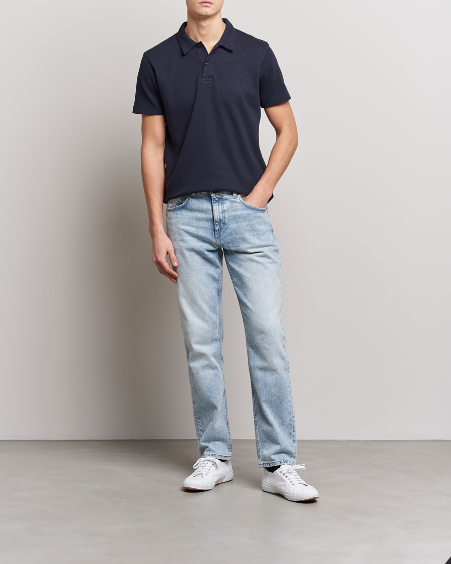 Herre | Pikéer | GANT | Waffle Textured Polo Evening Blue