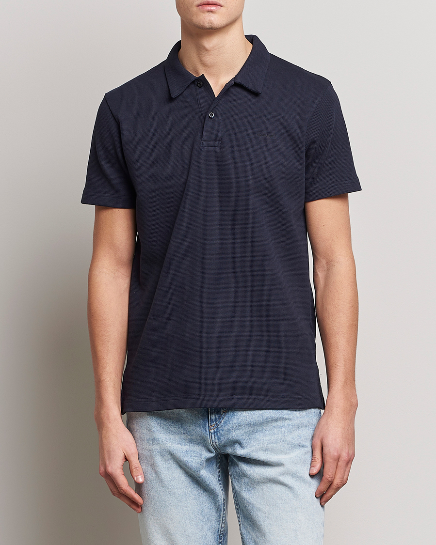 Herre | Pikéer | GANT | Waffle Textured Polo Evening Blue
