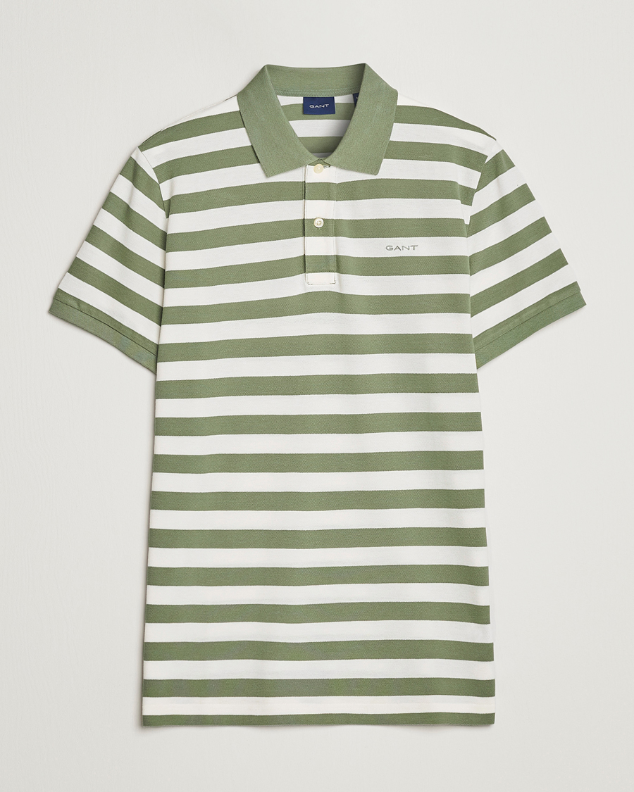 Herre | Pikéer | GANT | Striped Polo Calamata Green