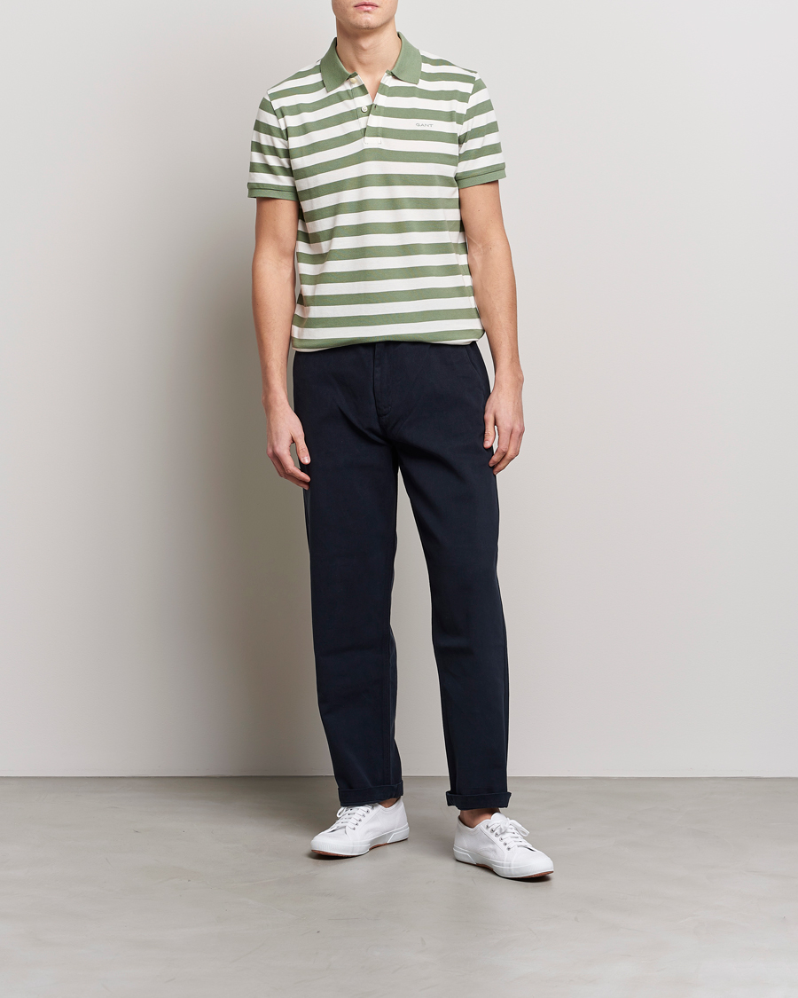 Herre | Pikéer | GANT | Striped Polo Calamata Green