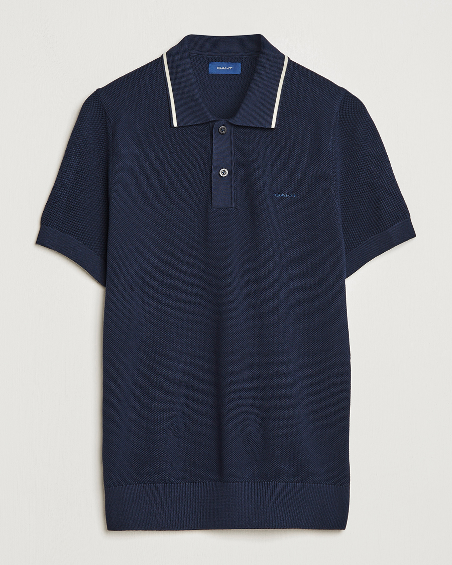 Herre | Pikéer | GANT | Cotton Knitted Polo Evening Blue
