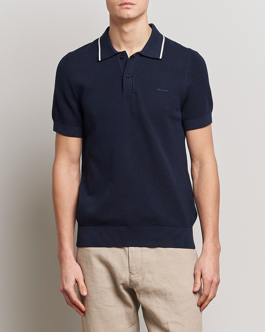 Herre | Pikéer | GANT | Cotton Knitted Polo Evening Blue