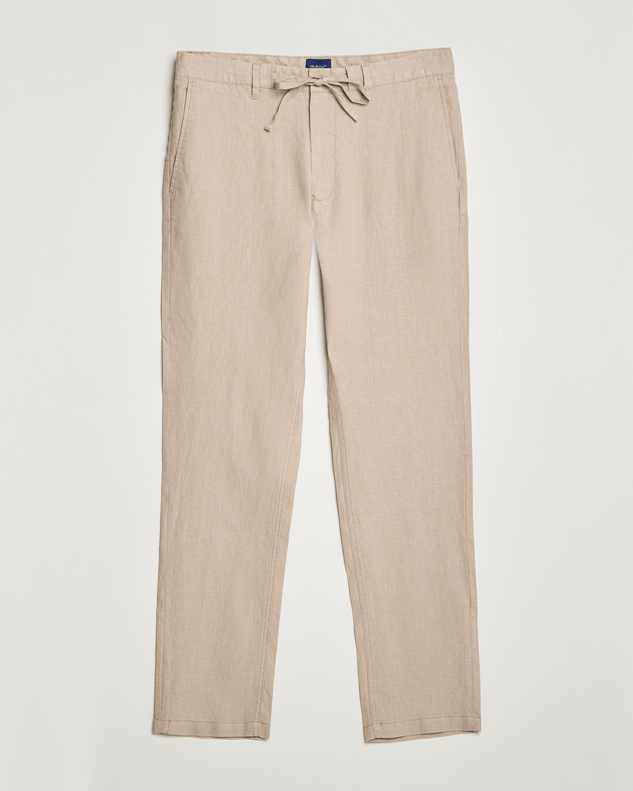 Herre | Bukser | GANT | Relaxed Linen Drawstring Pants Concrete Beige