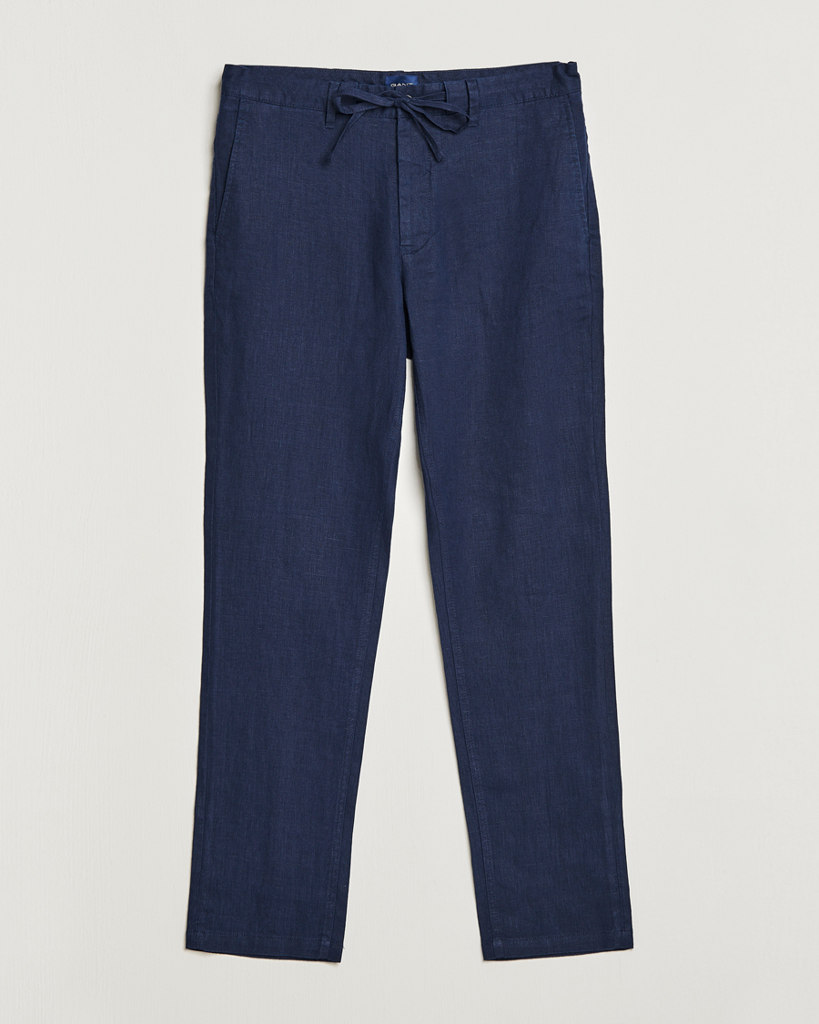 Herre | Bukser | GANT | Relaxed Linen Drawstring Pants Marine