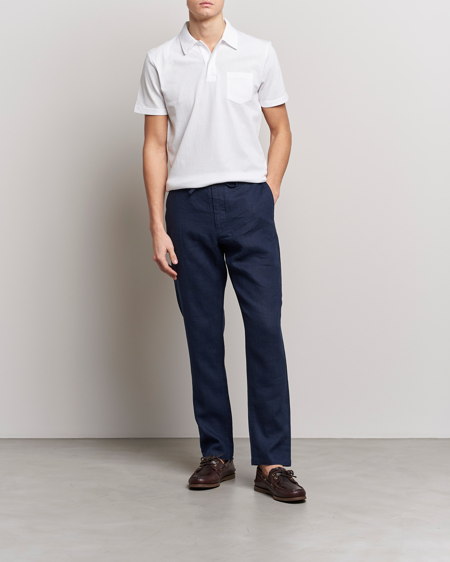 Herre | Bukser | GANT | Relaxed Linen Drawstring Pants Marine