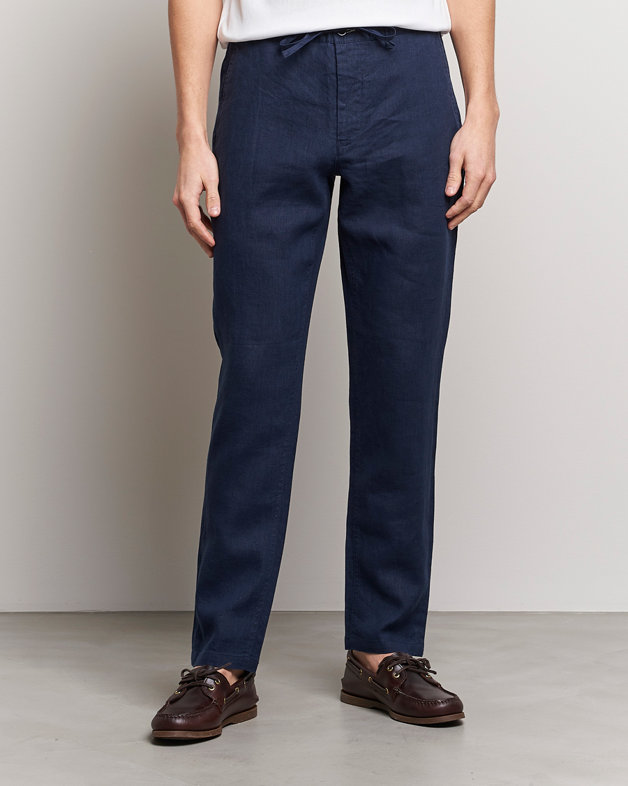 Herre | Bukser | GANT | Relaxed Linen Drawstring Pants Marine