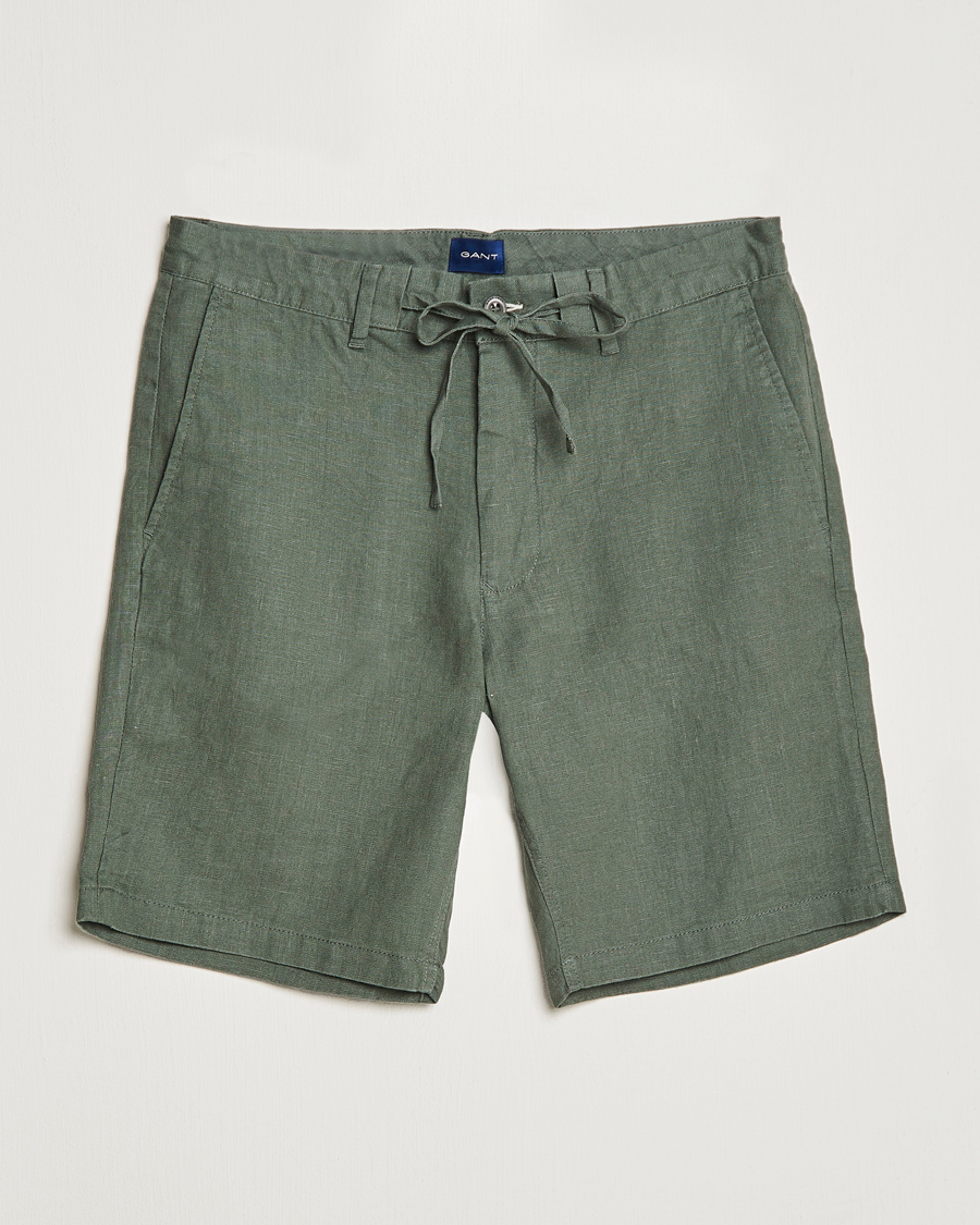Herre | Shorts | GANT | Relaxed Linen Drawstring Shorts Green Ash