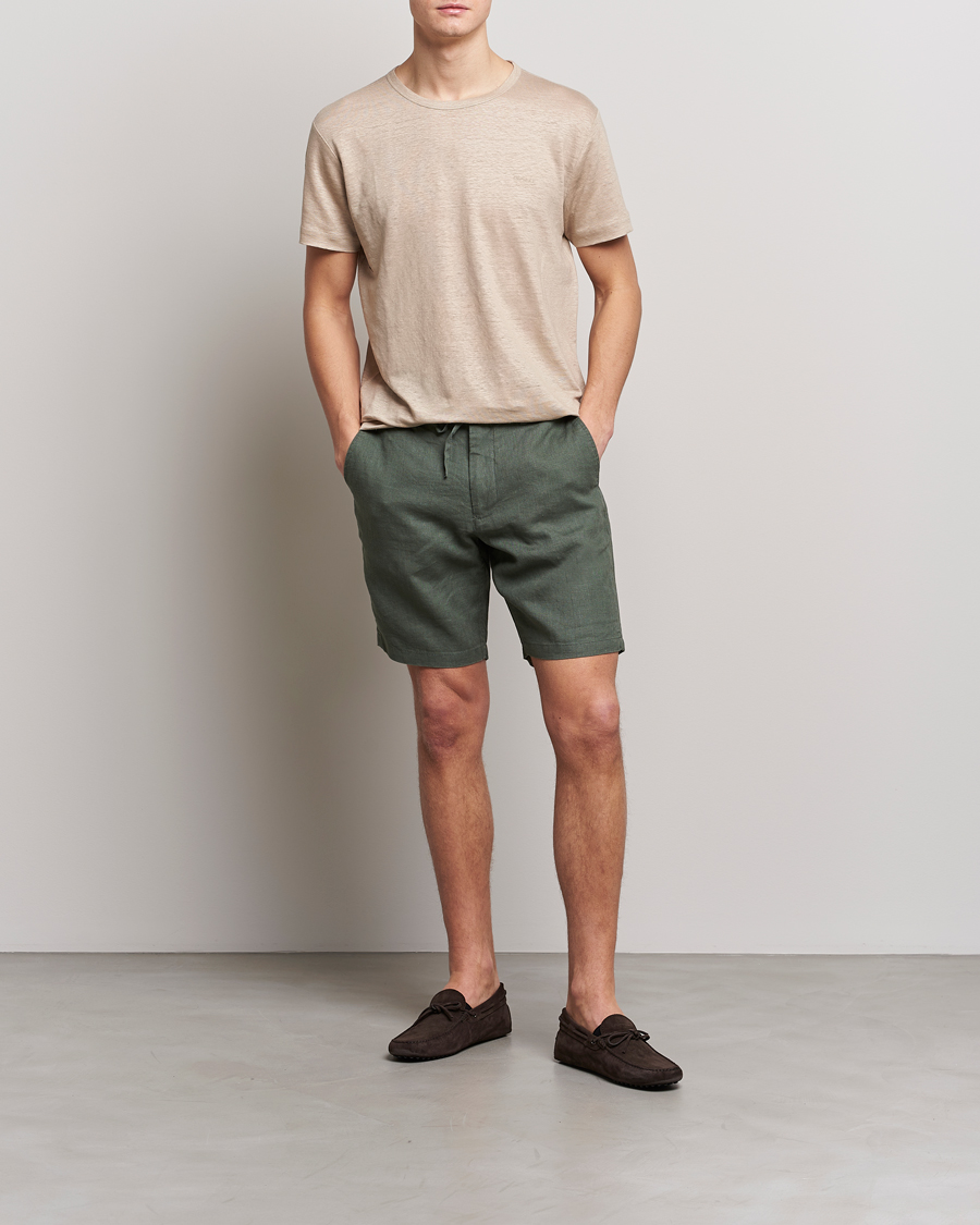 Herre | Shorts | GANT | Relaxed Linen Drawstring Shorts Green Ash