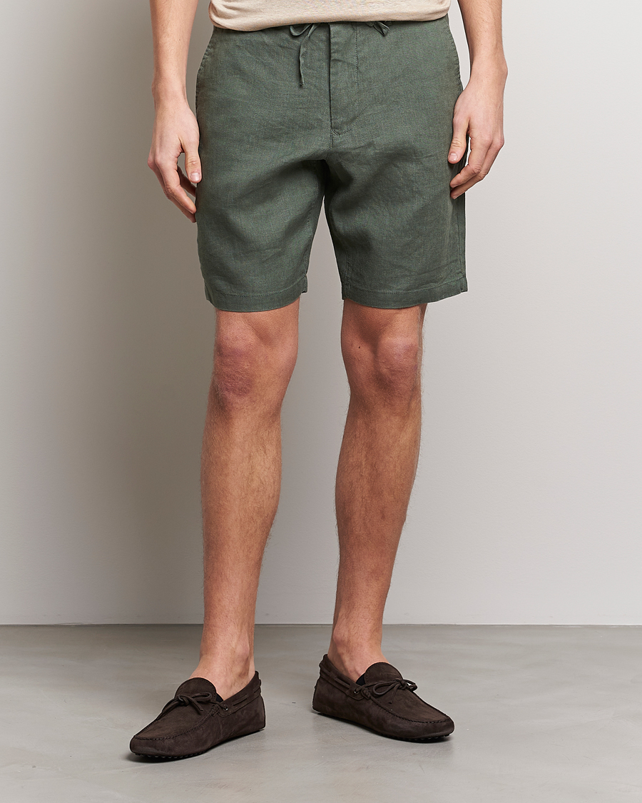 Herre | Linshorts | GANT | Relaxed Linen Drawstring Shorts Green Ash