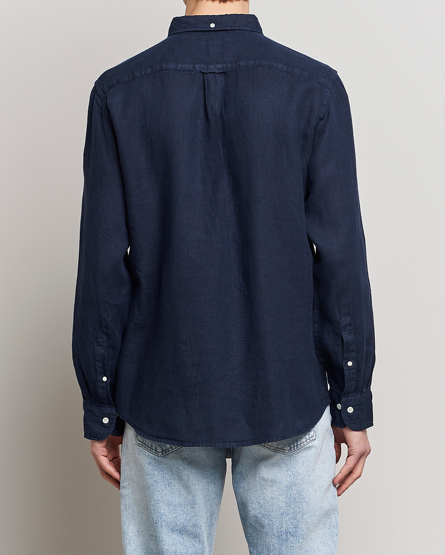 Herre | Skjorter | GANT | Regular Fit Garment Dyed Linen Shirt Marine