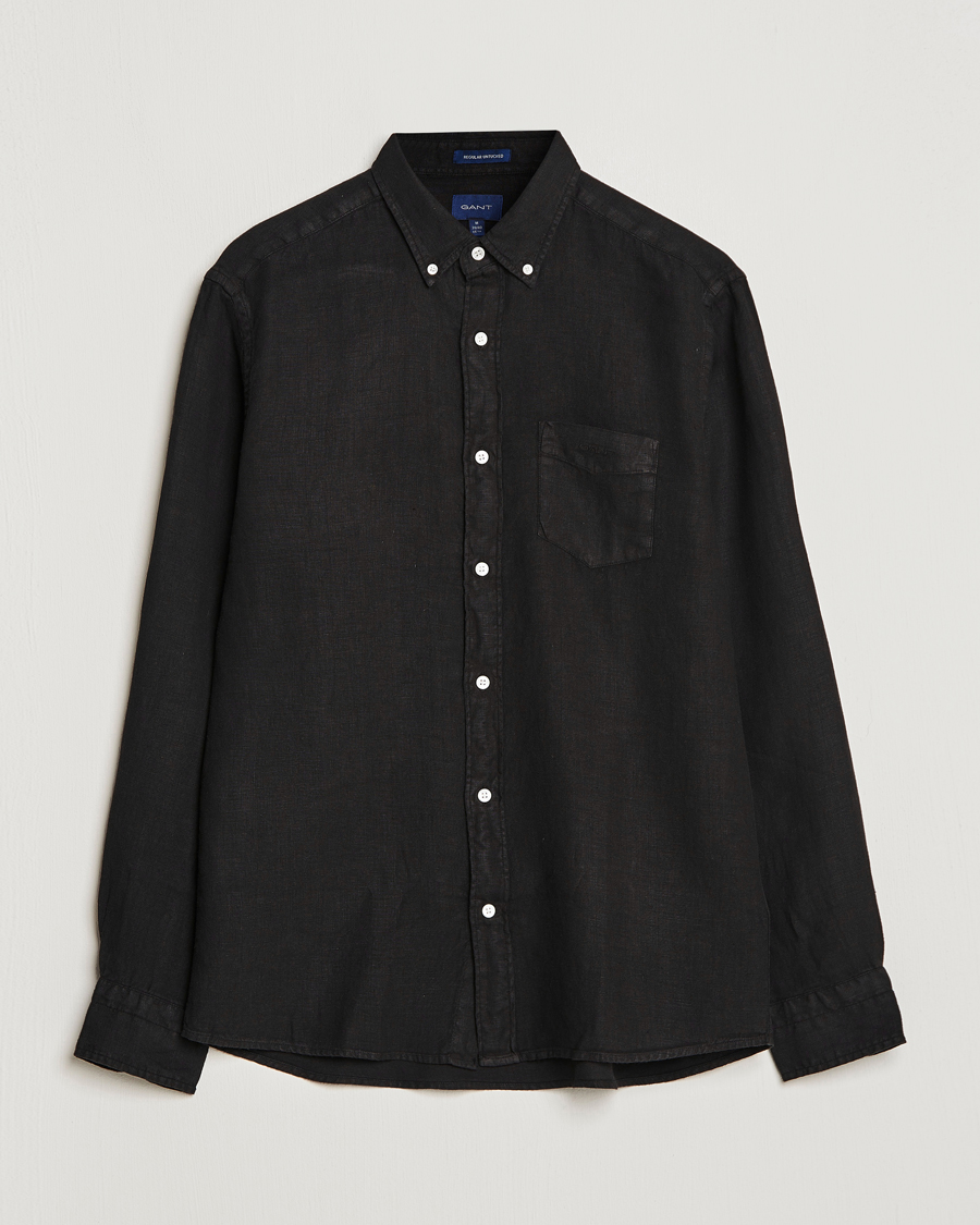 Herre | Skjorter | GANT | Regular Fit Garment Dyed Linen Shirt Black