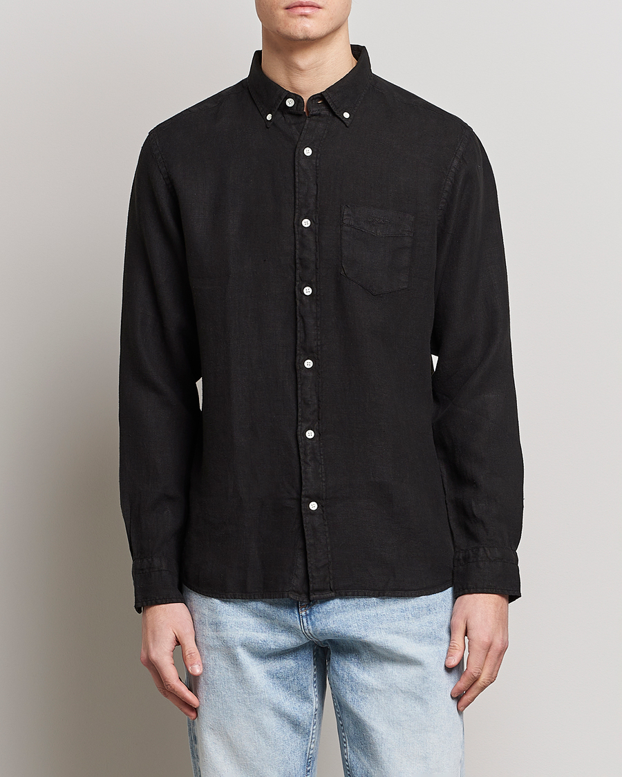 Herre | Skjorter | GANT | Regular Fit Garment Dyed Linen Shirt Black