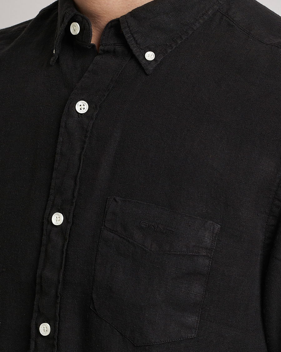 Herre | Skjorter | GANT | Regular Fit Garment Dyed Linen Shirt Black