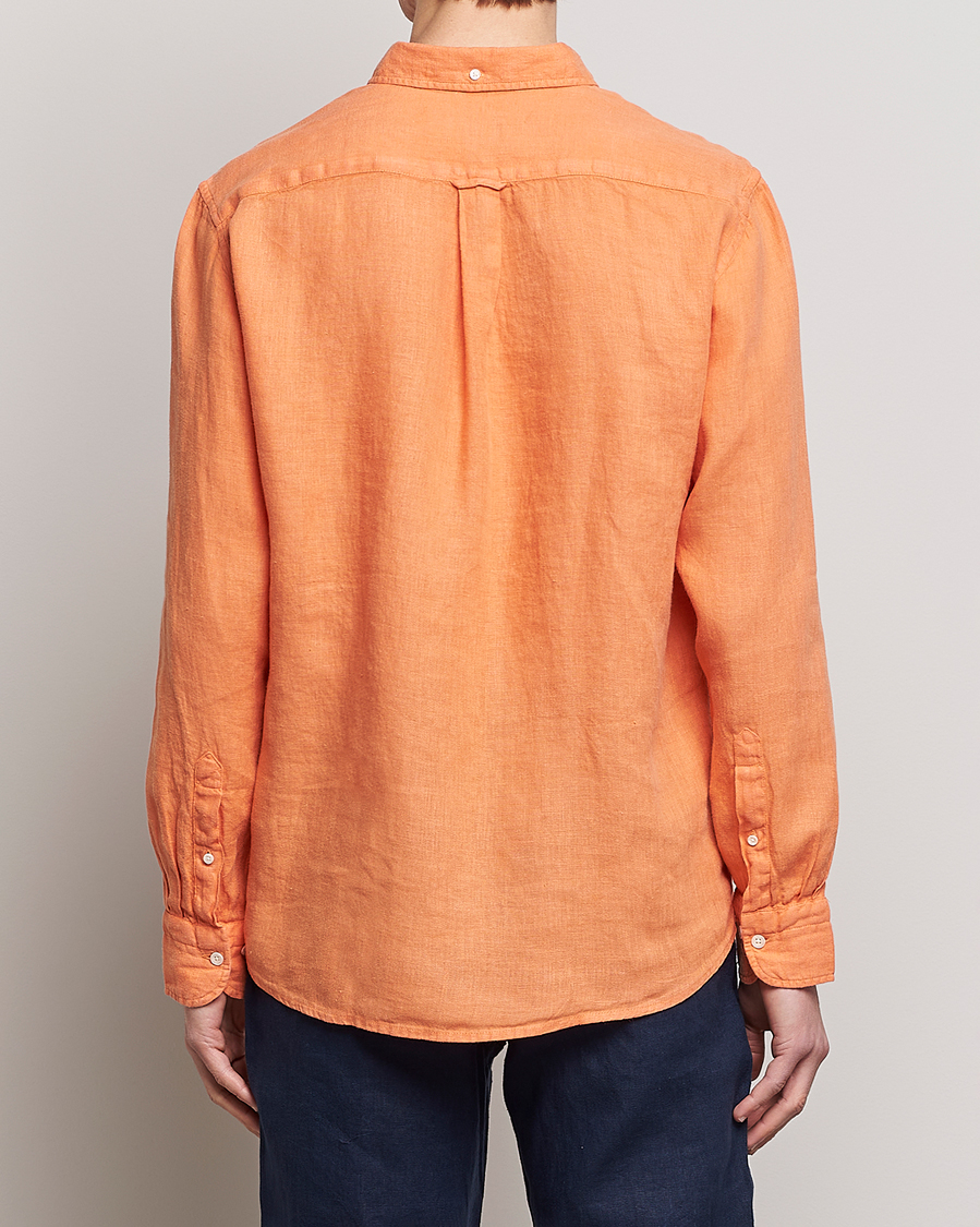 Herre | Skjorter | GANT | Regular Fit Garment Dyed Linen Shirt Apricot Orange