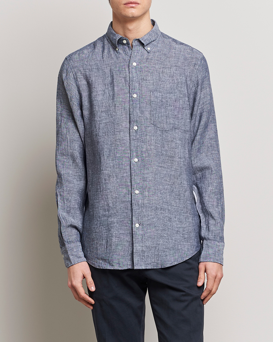 Herre |  | GANT | Regular Fit Linen Shirt Marine