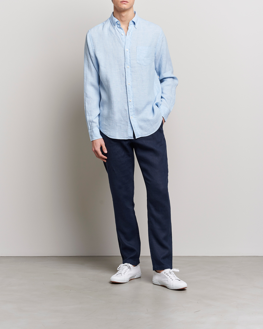Herre | Skjorter | GANT | Regular Fit Linen Shirt Capri Blue
