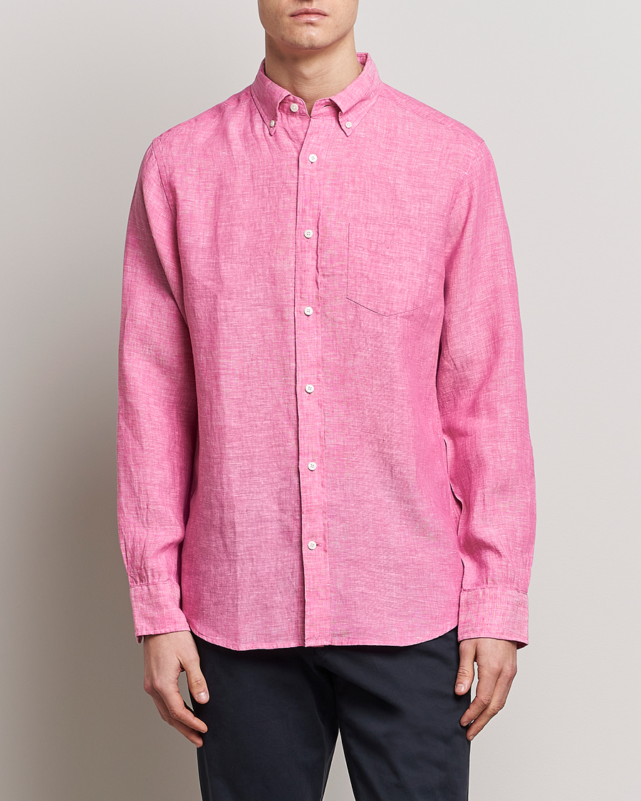 Herre | Linskjorter | GANT | Regular Fit Linen Shirt Pink