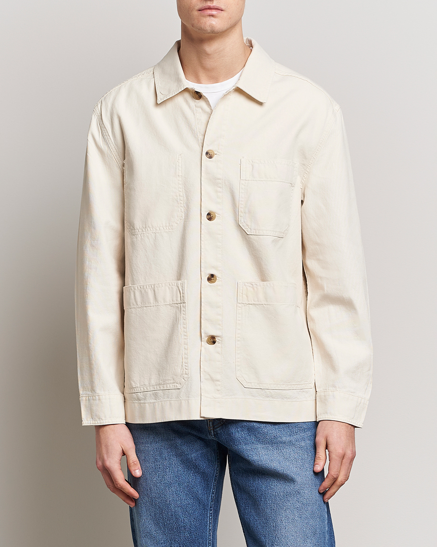 Herre | Skjorter | GANT | Garment Dyed Cotton/Linen Overshirt Ecru