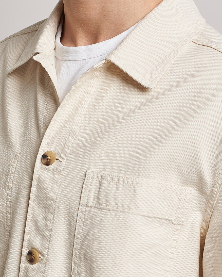 Herre | Skjorter | GANT | Garment Dyed Cotton/Linen Overshirt Ecru
