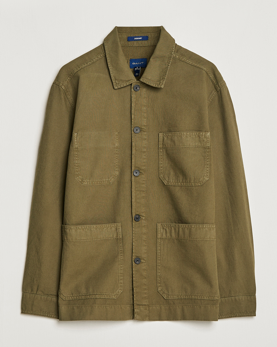 Herre | Skjorter | GANT | Garment Dyed Cotton/Linen Overshirt Racing Green