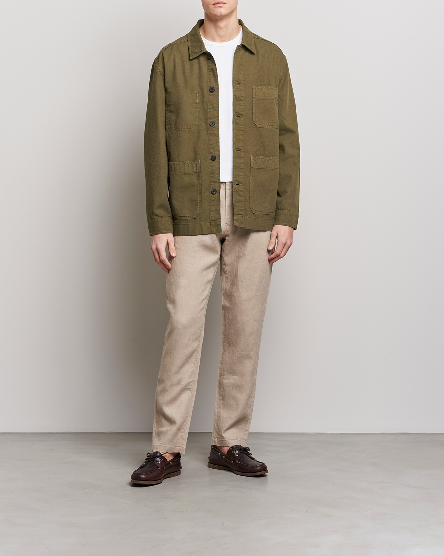 Herre | Skjorter | GANT | Garment Dyed Cotton/Linen Overshirt Racing Green