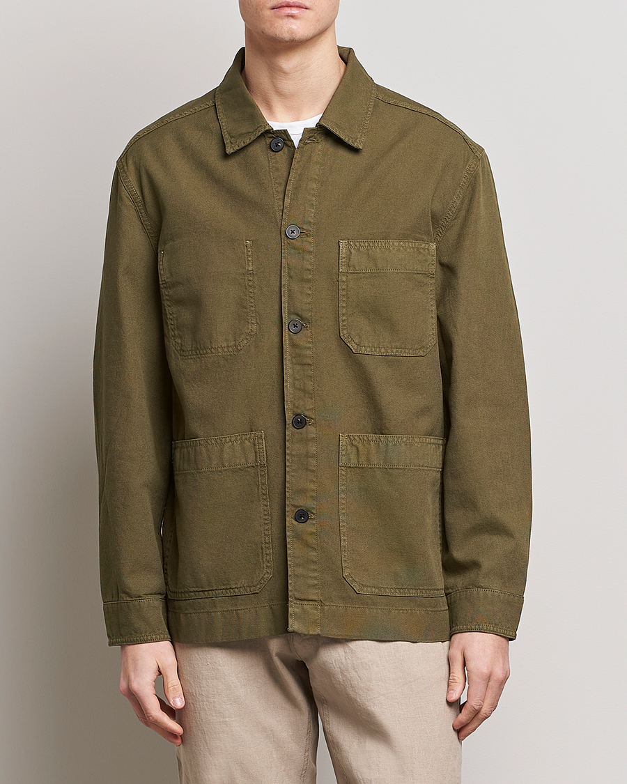 Herre | Skjorter | GANT | Garment Dyed Cotton/Linen Overshirt Racing Green