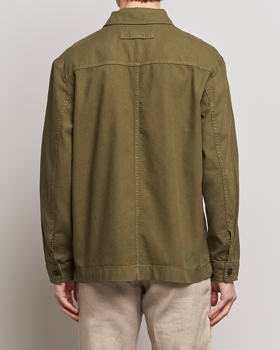 Herre | Skjorter | GANT | Garment Dyed Cotton/Linen Overshirt Racing Green