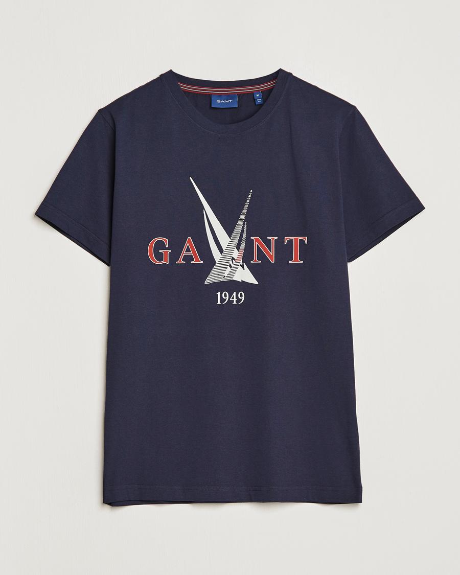 Herre | T-Shirts | GANT | Sailing Logo Crew Neck T-Shirt Evening Blue