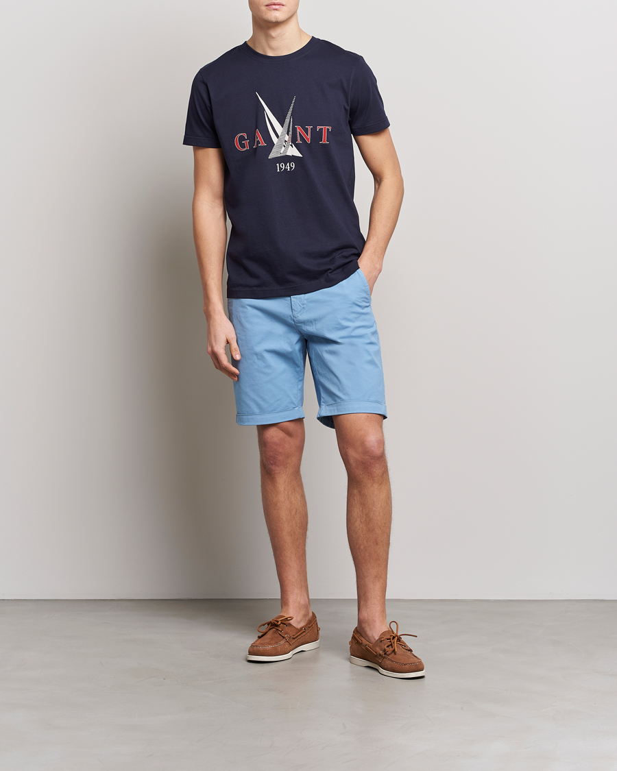 Herre | T-Shirts | GANT | Sailing Logo Crew Neck T-Shirt Evening Blue