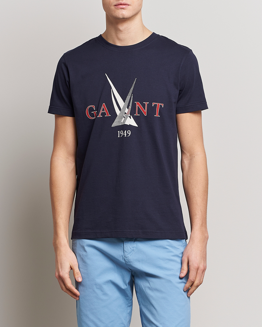 Herre | | GANT | Sailing Logo Crew Neck T-Shirt Evening Blue