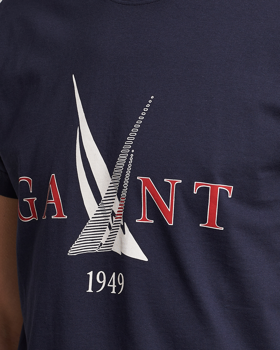 Herre | T-Shirts | GANT | Sailing Logo Crew Neck T-Shirt Evening Blue