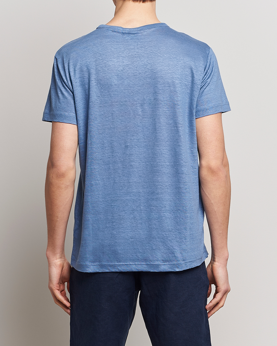 Herre | T-Shirts | GANT | Cotton/Linen Crew Neck T-Shirt Salty Sea Blue