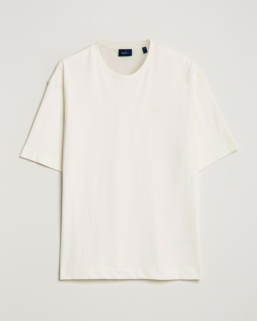 Herre | T-Shirts | GANT | Icon Crew Neck T-Shirt Cream