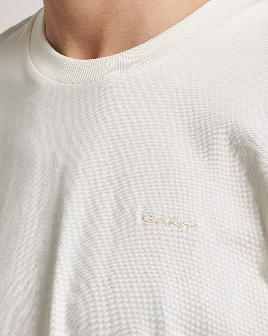 Herre | T-Shirts | GANT | Icon Crew Neck T-Shirt Cream