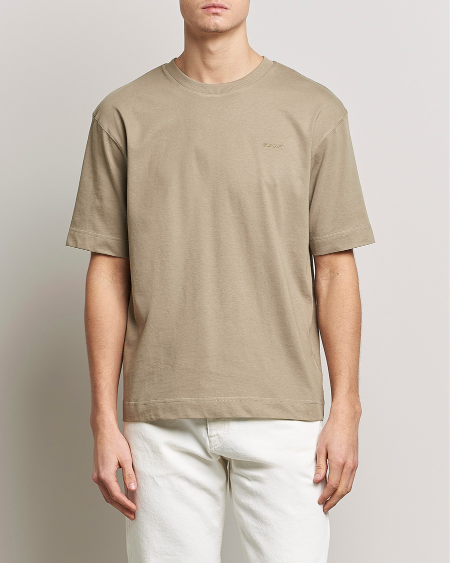 Herre | T-Shirts | GANT | Icon Crew Neck T-Shirt Taupe Beige