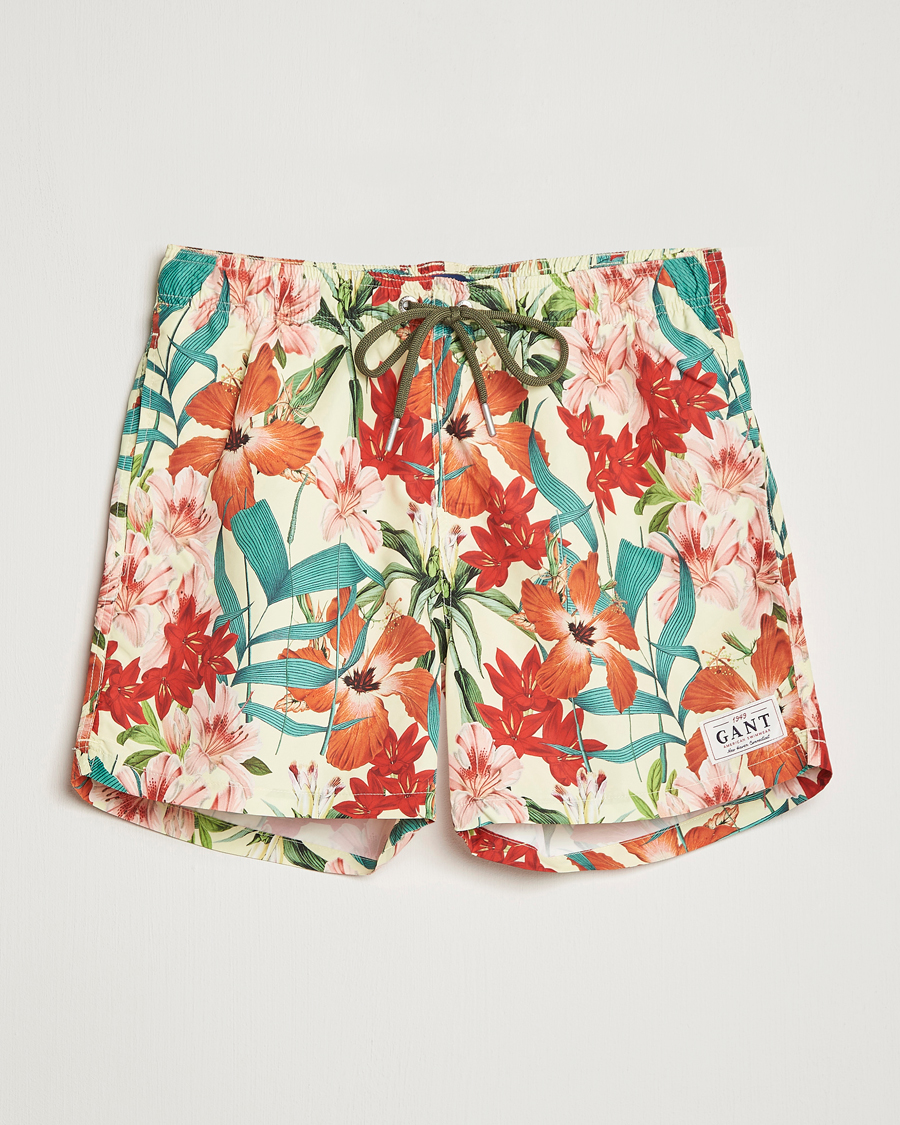 Herre | Badeshorts | GANT | Printed Flower Swimshorts Yellow Multi