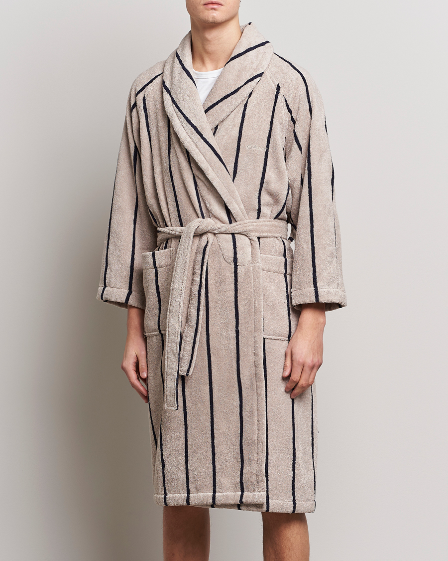 Herre | Morgenkåper | GANT | Striped Robe Putty