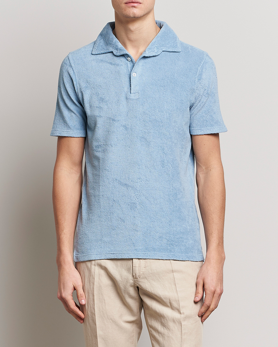Herre | Pikéer | Gran Sasso | Cotton Terry Polo Light Blue